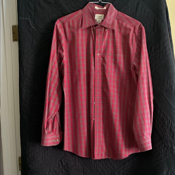 Lands' End Men's Red and Blue Checkered Shirt - Picture 1 of 5
